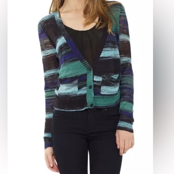 EUC “Letty” Sweater Space Dye Cardigan Scandi Colorful Knitwear - Picture 1 of 10